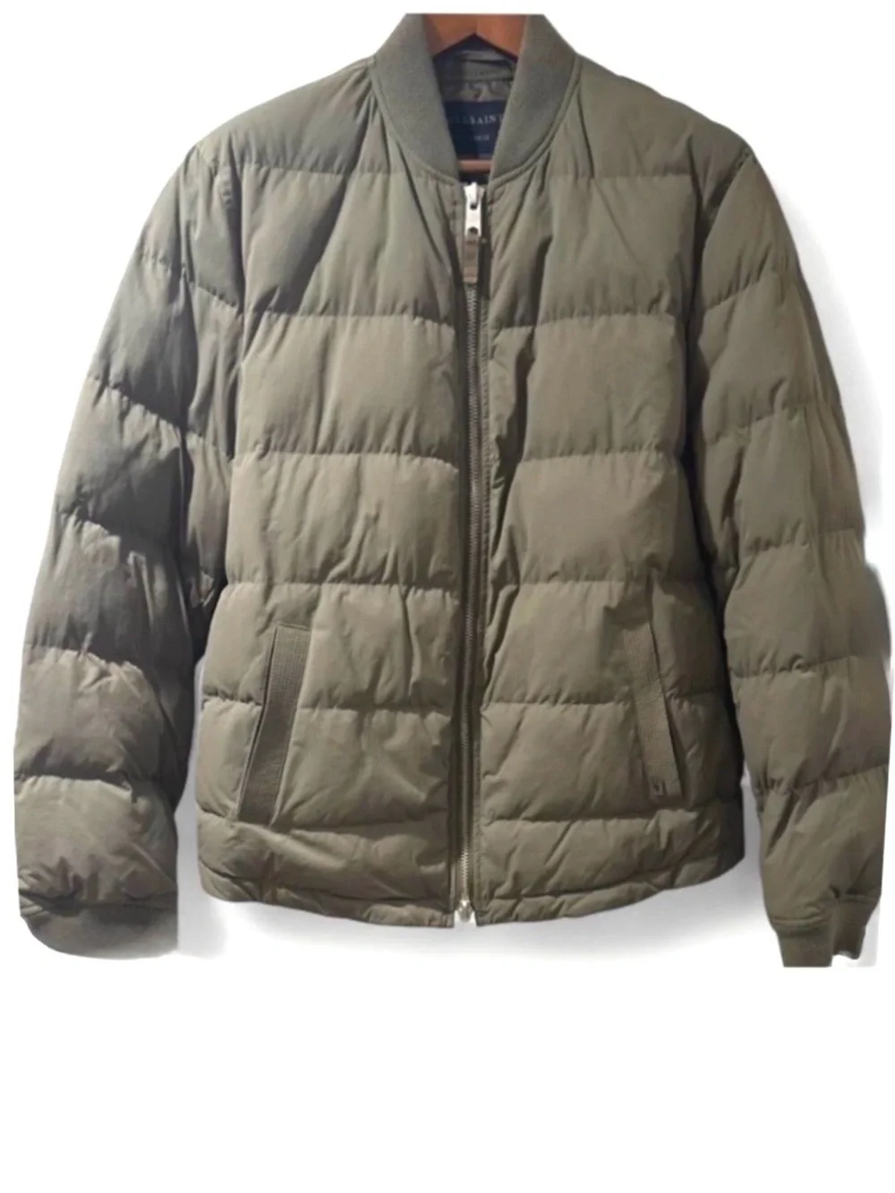 AllSaints Olive Green Puffer Bomber Jacket Size  Men’s Large
